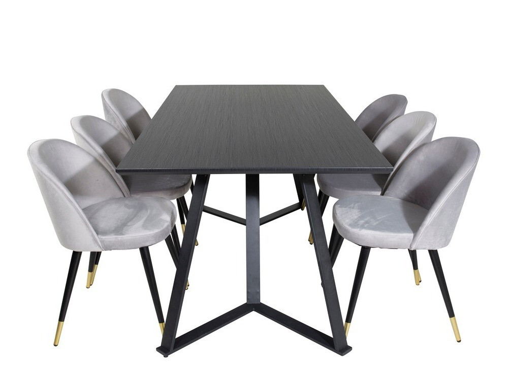 Salle à manger complète Dallas 1583 (Gris + Noir)