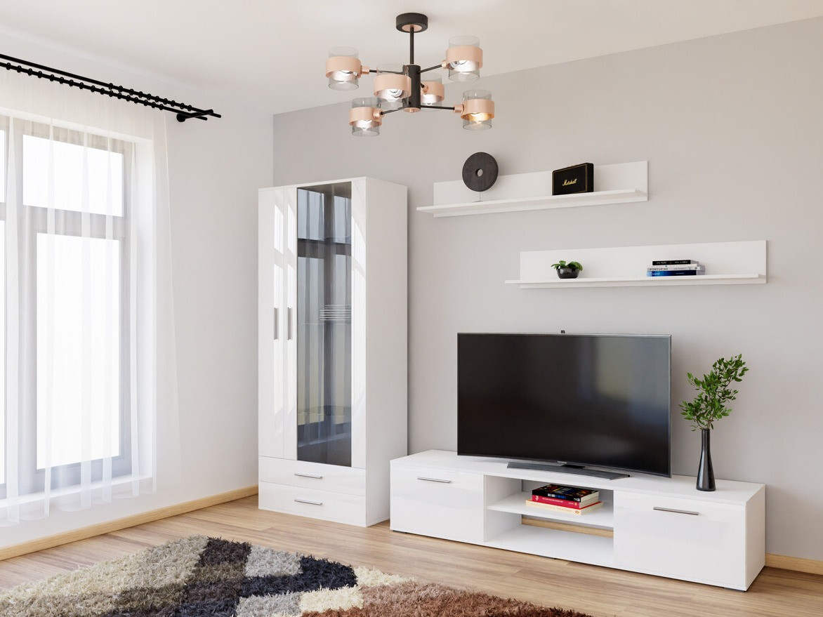 Ensemble de salon Tornola 115 (Blanc + Blanc brillant)