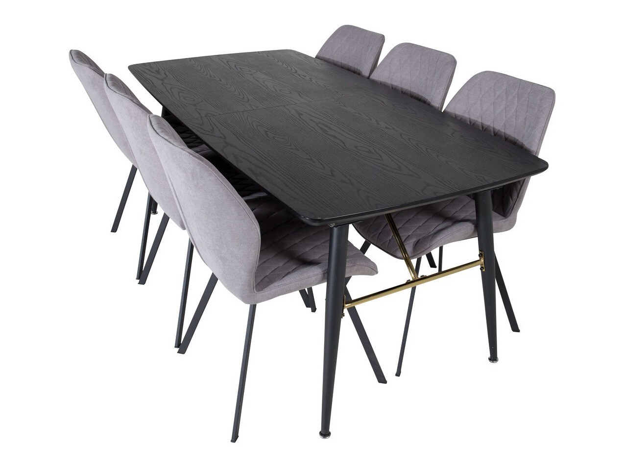 Salle à manger complète Dallas 1647 (Gris + Noir)