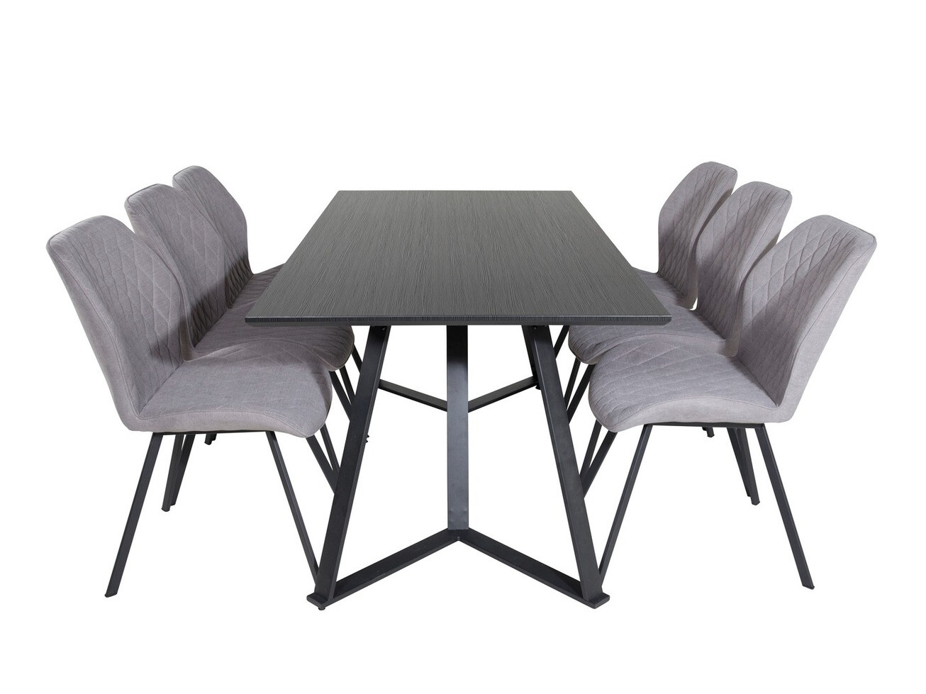 Salle à manger complète Dallas 1685 (Gris + Noir)