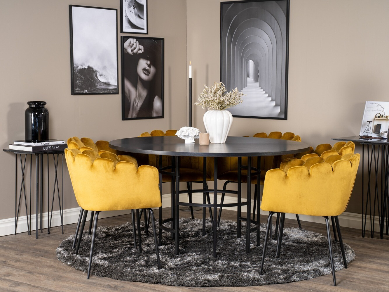 Salle à manger complète Dallas 312 (Jaune + Noir)