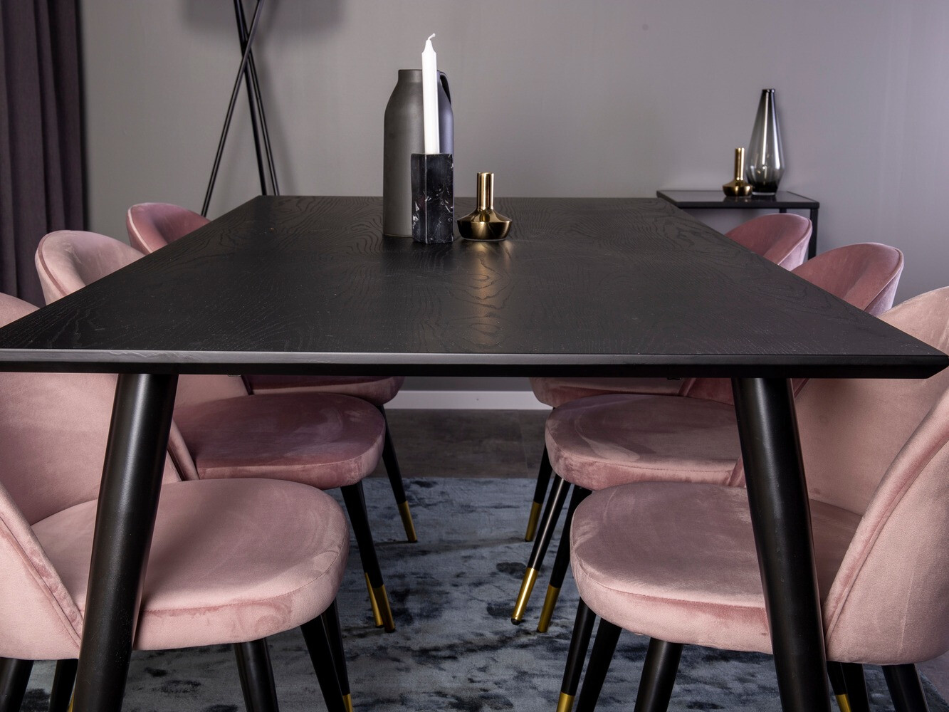Salle à manger complète Dallas 346 (Rose + Noir)