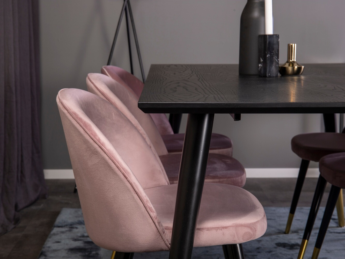 Salle à manger complète Dallas 346 (Rose + Noir)