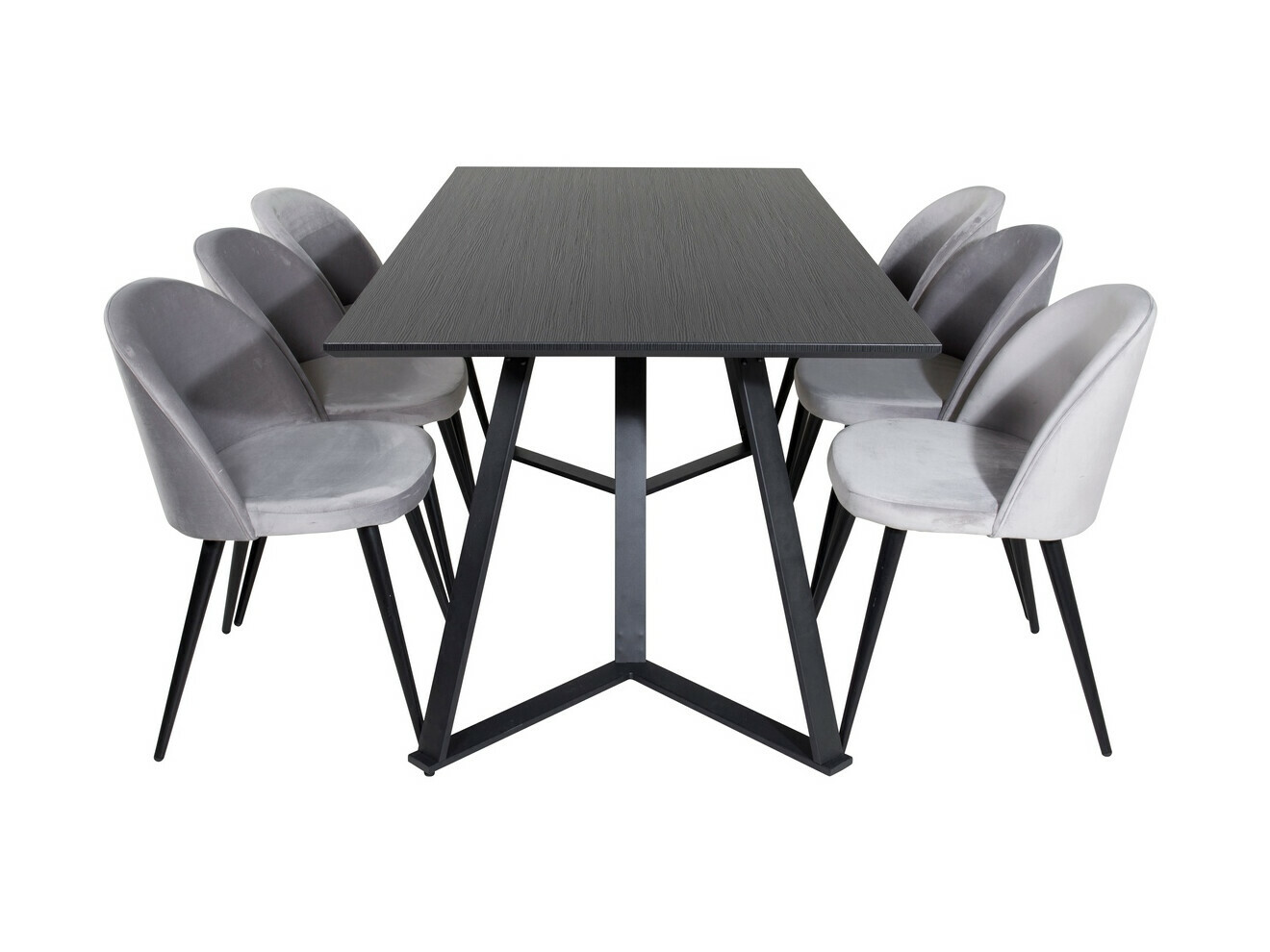 Salle à manger complète Dallas 360 (Gris + Noir)