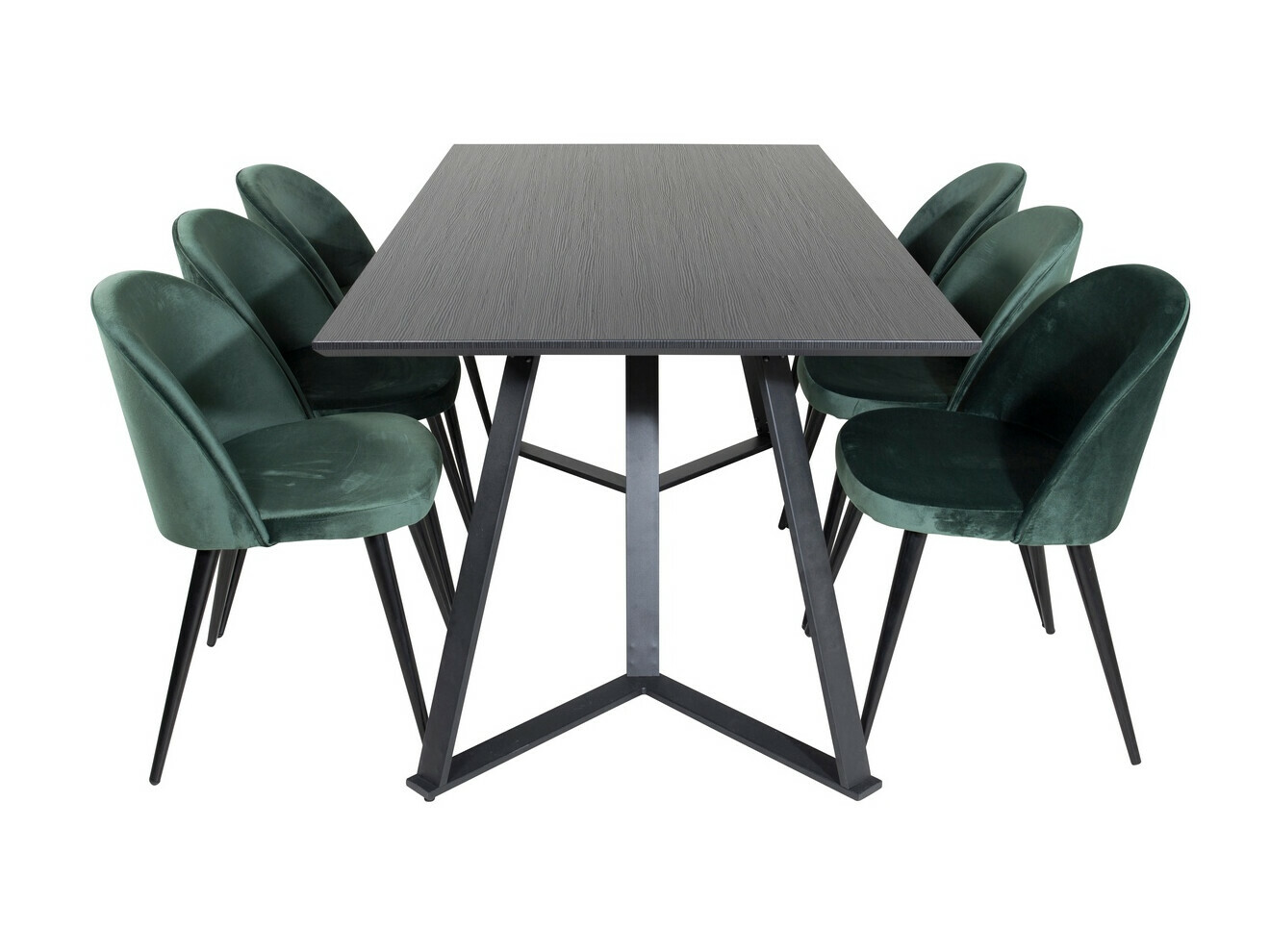 Salle à manger complète Dallas 360 (Vert + Noir)