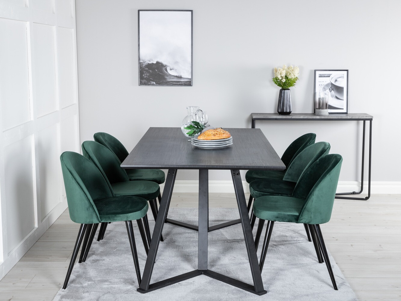Salle à manger complète Dallas 360 (Vert + Noir)