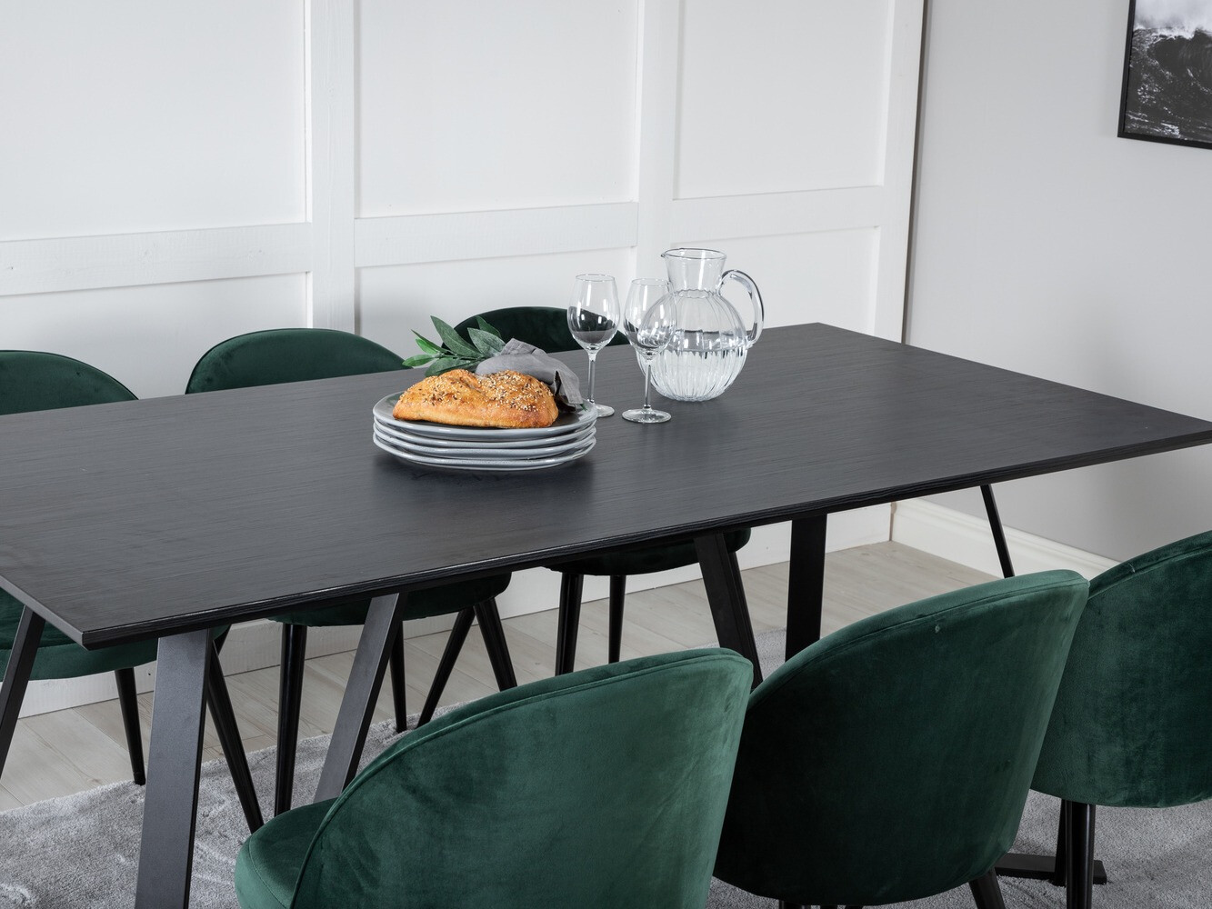 Salle à manger complète Dallas 360 (Vert + Noir)