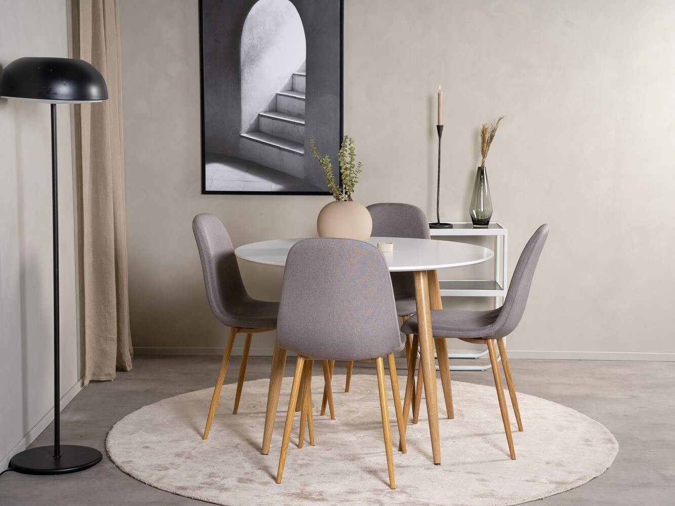 Salle à manger complète Dallas 291 (Gris + Chêne)