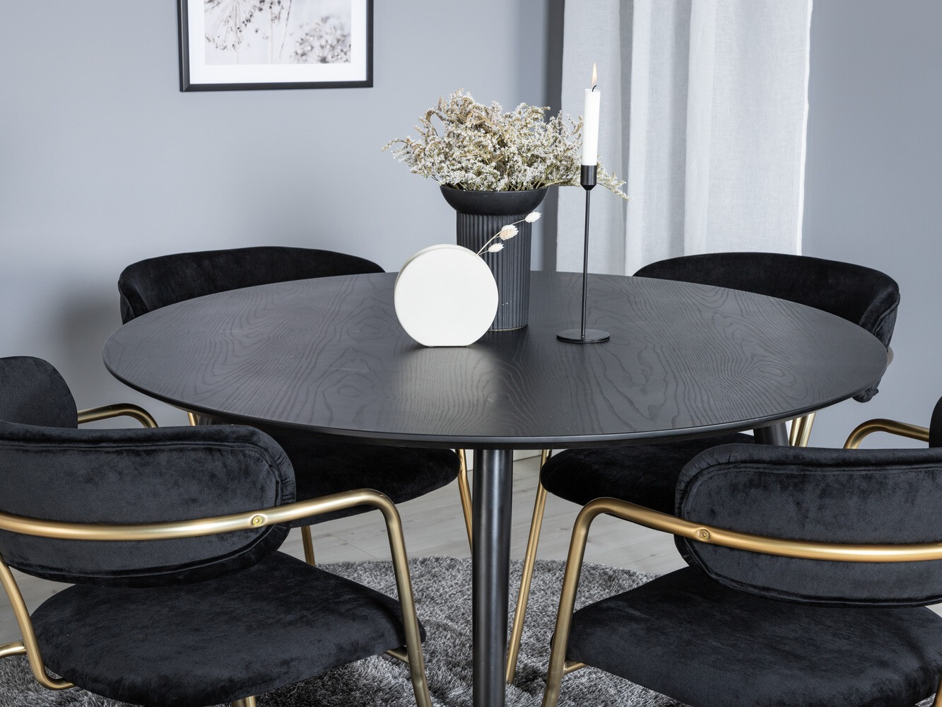 Salle à manger complète Dallas 1180 (Noir + Doré)