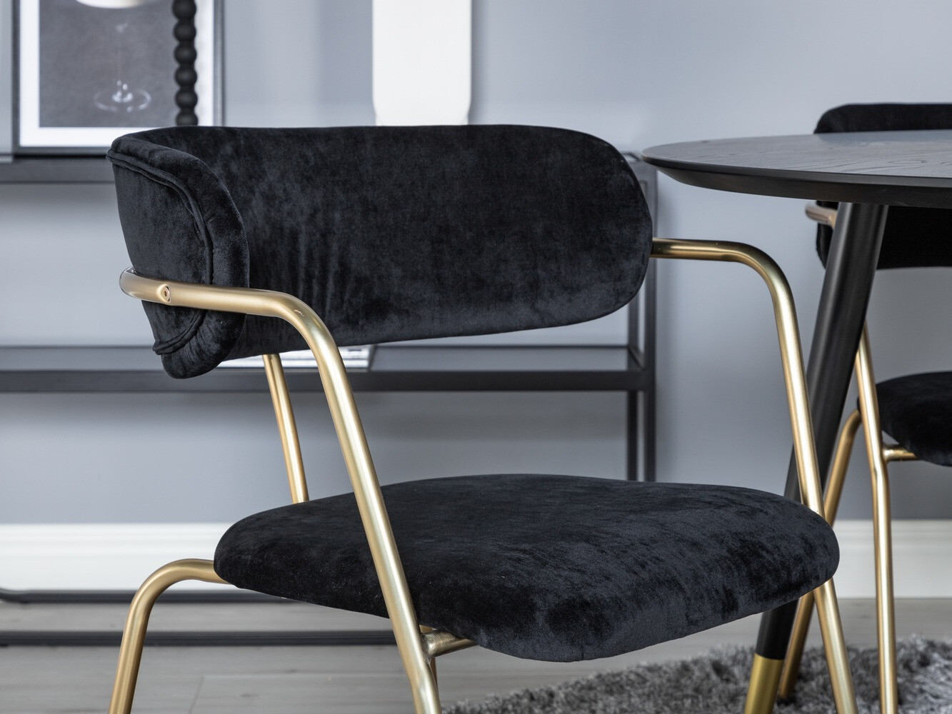 Salle à manger complète Dallas 1180 (Noir + Doré)