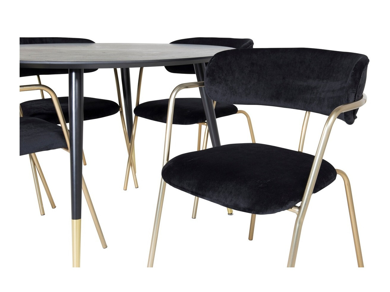 Salle à manger complète Dallas 1180 (Noir + Doré)