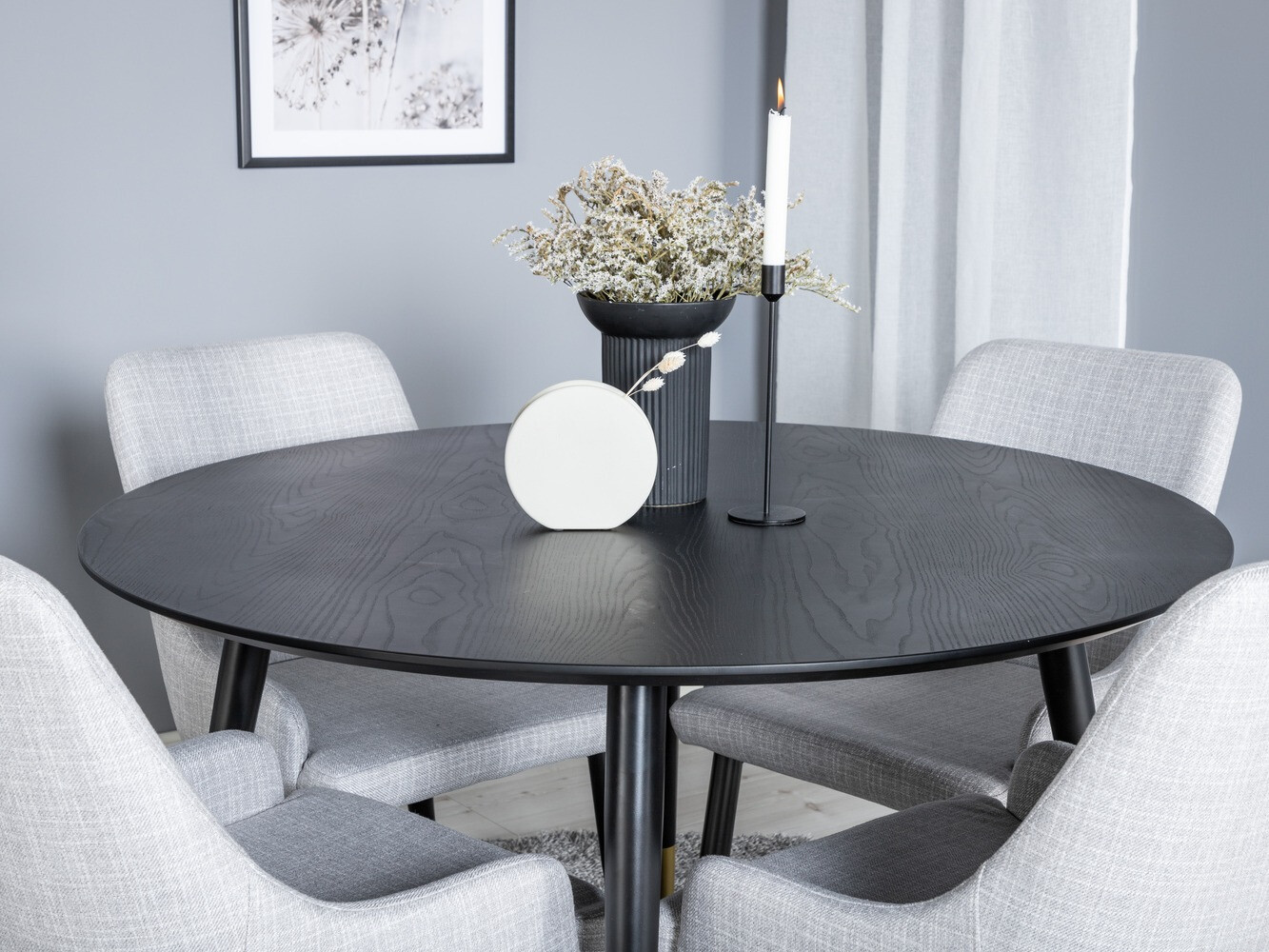 Salle à manger complète Dallas 1181 (Gris + Noir)