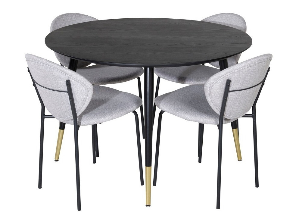 Salle à manger complète Dallas 1186 (Gris + Noir)