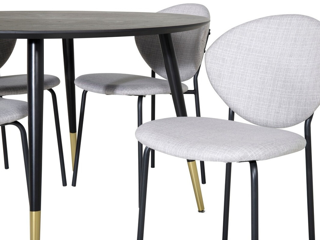 Salle à manger complète Dallas 1186 (Gris + Noir)
