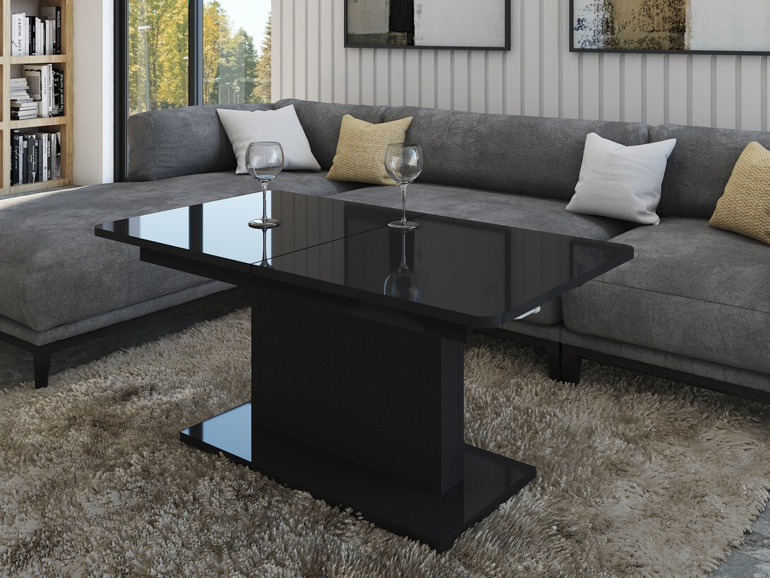 Table basse transformateur Ogden 158 (Noir brillant + Noir)