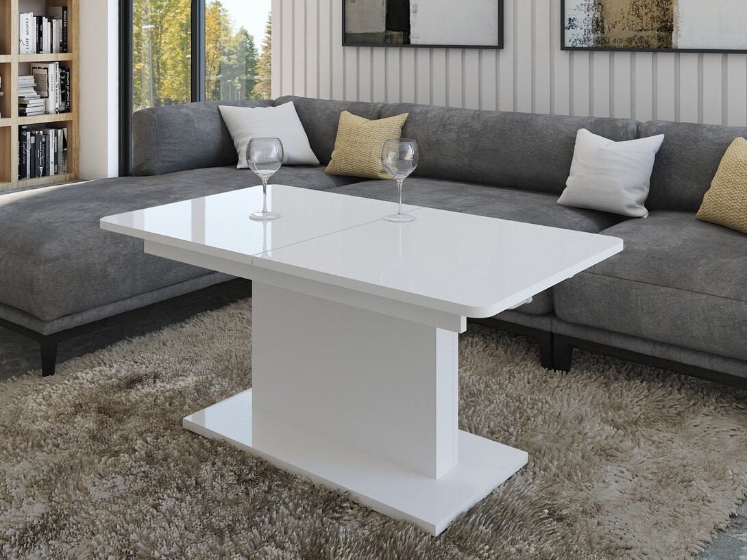 Transforming table basse Ogden 158 (Blanc brillant + Blanc)