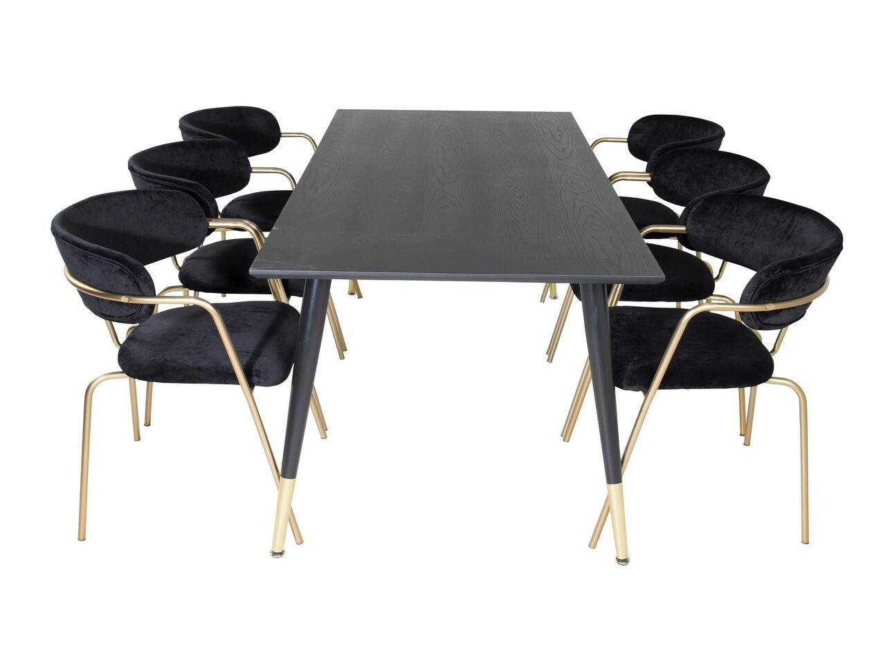Salle à manger complète Dallas 1258 (Noir + Doré)