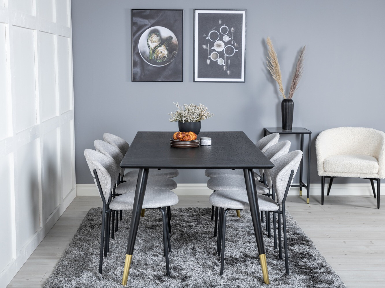 Salle à manger complète Dallas 1260 (Gris + Noir)