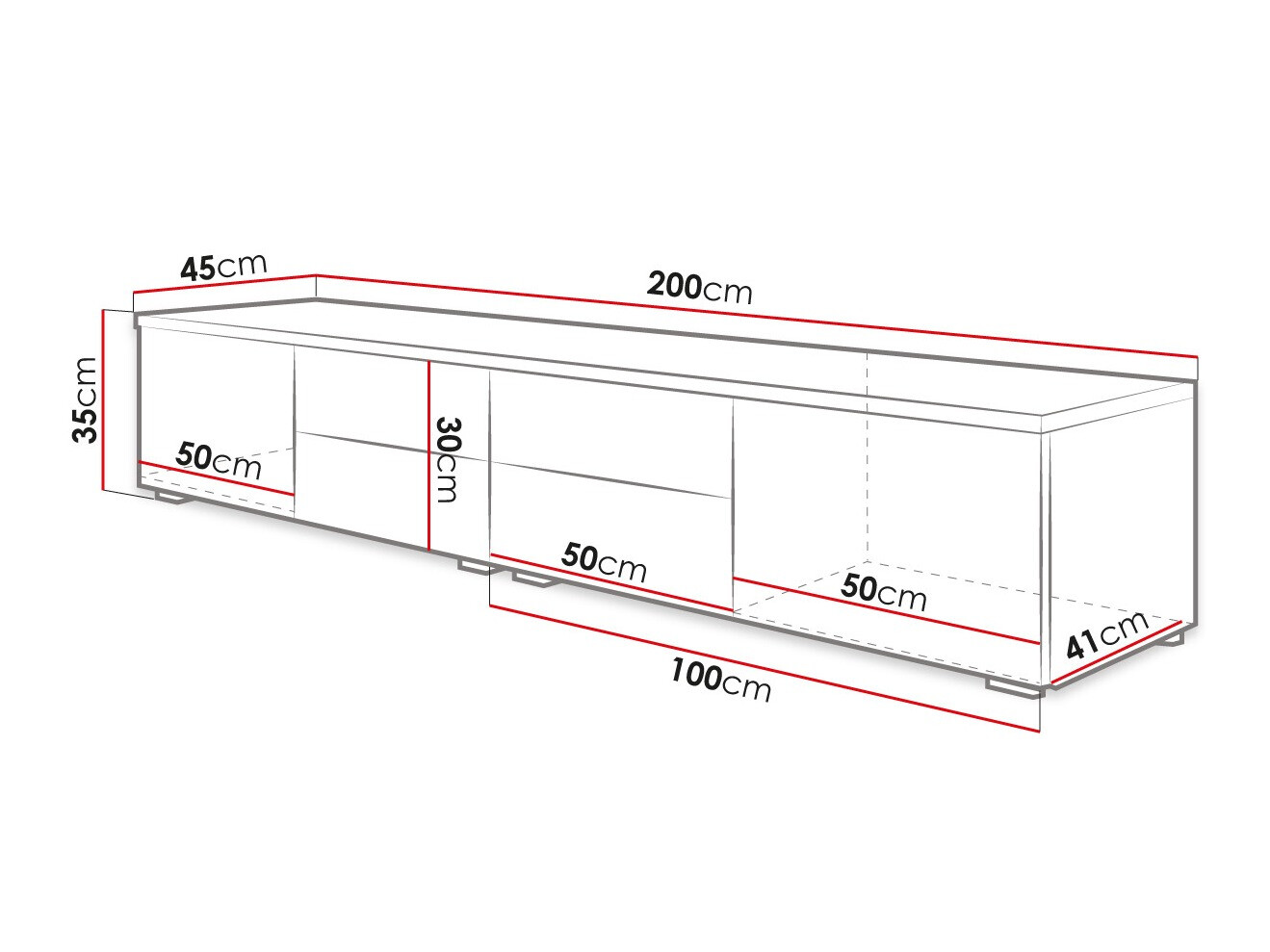 Meuble TV Hortus (Blanc + Blanc brillant)