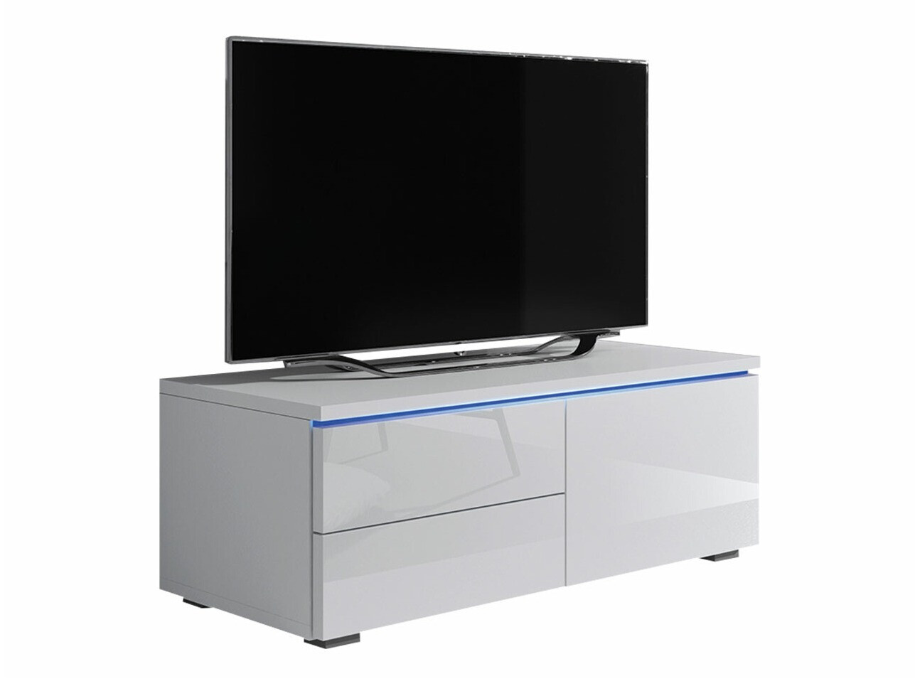 Meuble TV Nashville 130 (Blanc + Blanc brillant)