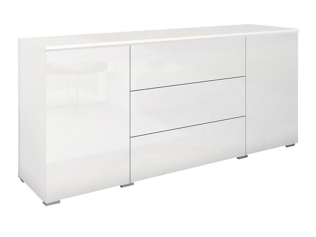 Commode Mirfivo 102 (Blanc + Blanc brillant)