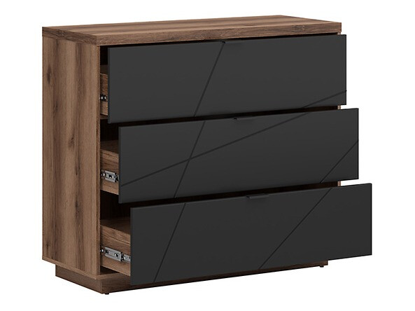 Commode Fivale 118 (Chêne delano foncé + Noir mat)