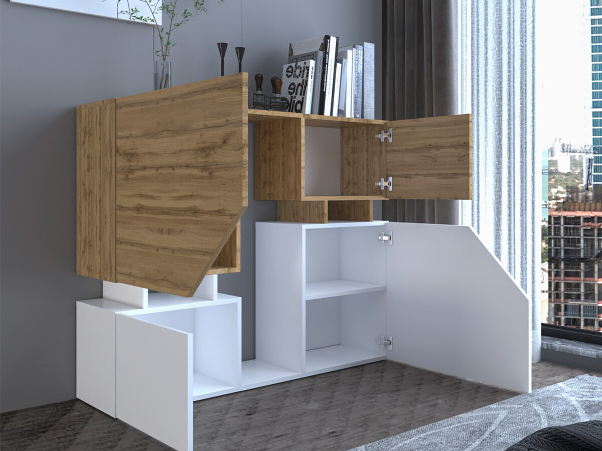 Ensemble de salon Comfivo Daldune I (Chêne wotan + Blanc)