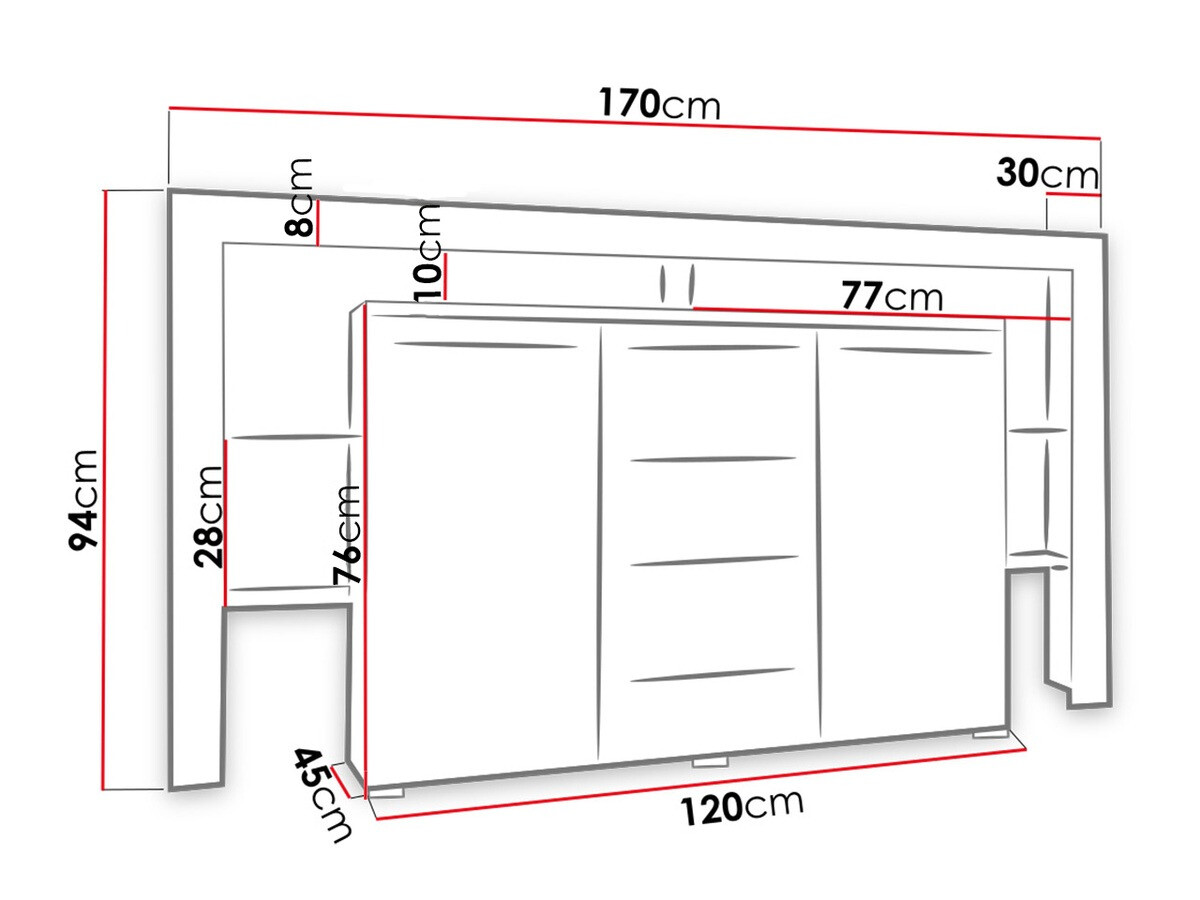 Commode Aestas (Blanc + Noir brillant)