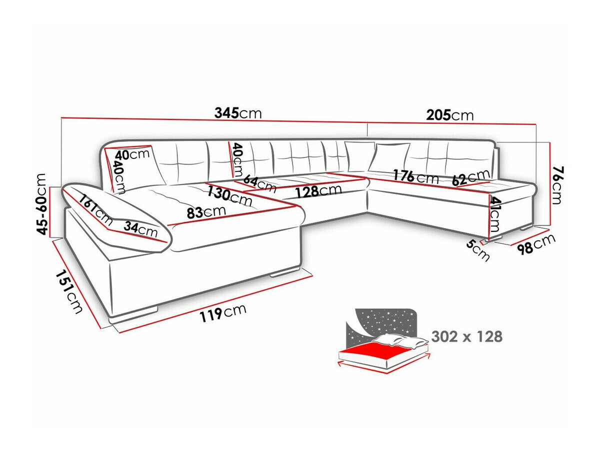 Canapé d'angle Comfivo 150 (Poso 05)