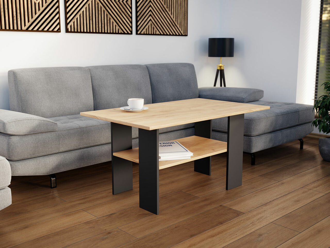 Table basse Reading 101 (Noir + Craft chêne)