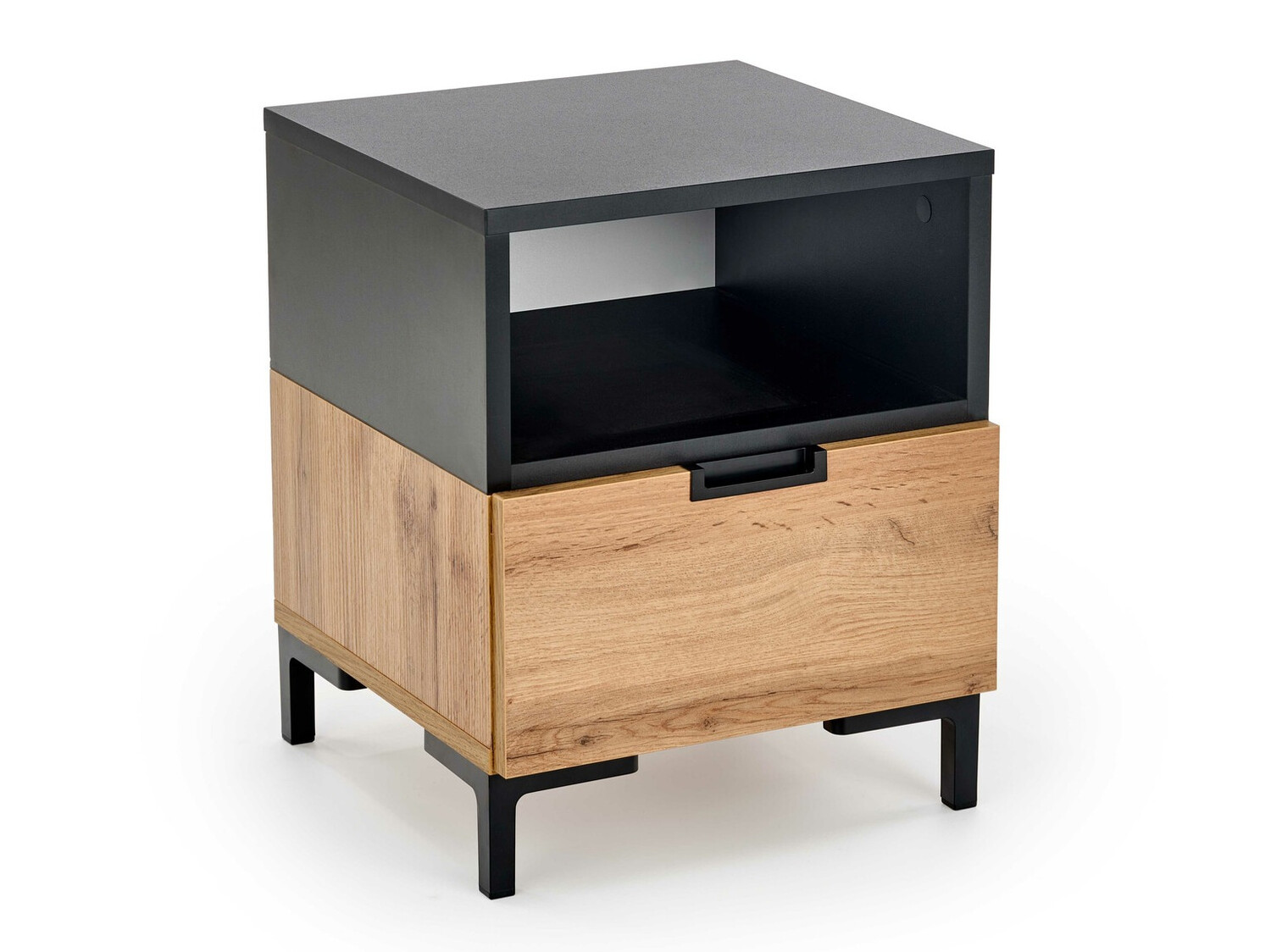 Table de chevet Houston 1225 (Noir + Chêne wotan)