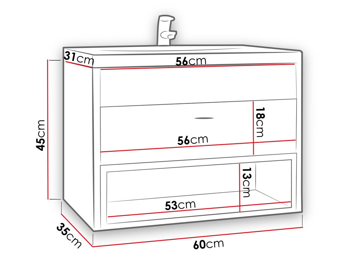 Armoire de salle de bains murale pour lavabo Baltesi 118 (Chêne Artisan + Noir)