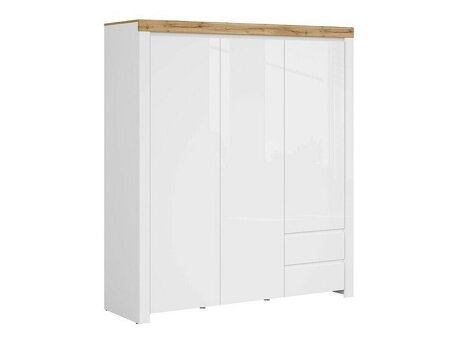 Armoire Sonsoru 120 (Blanc + Blanc brillant + Chêne wotan)