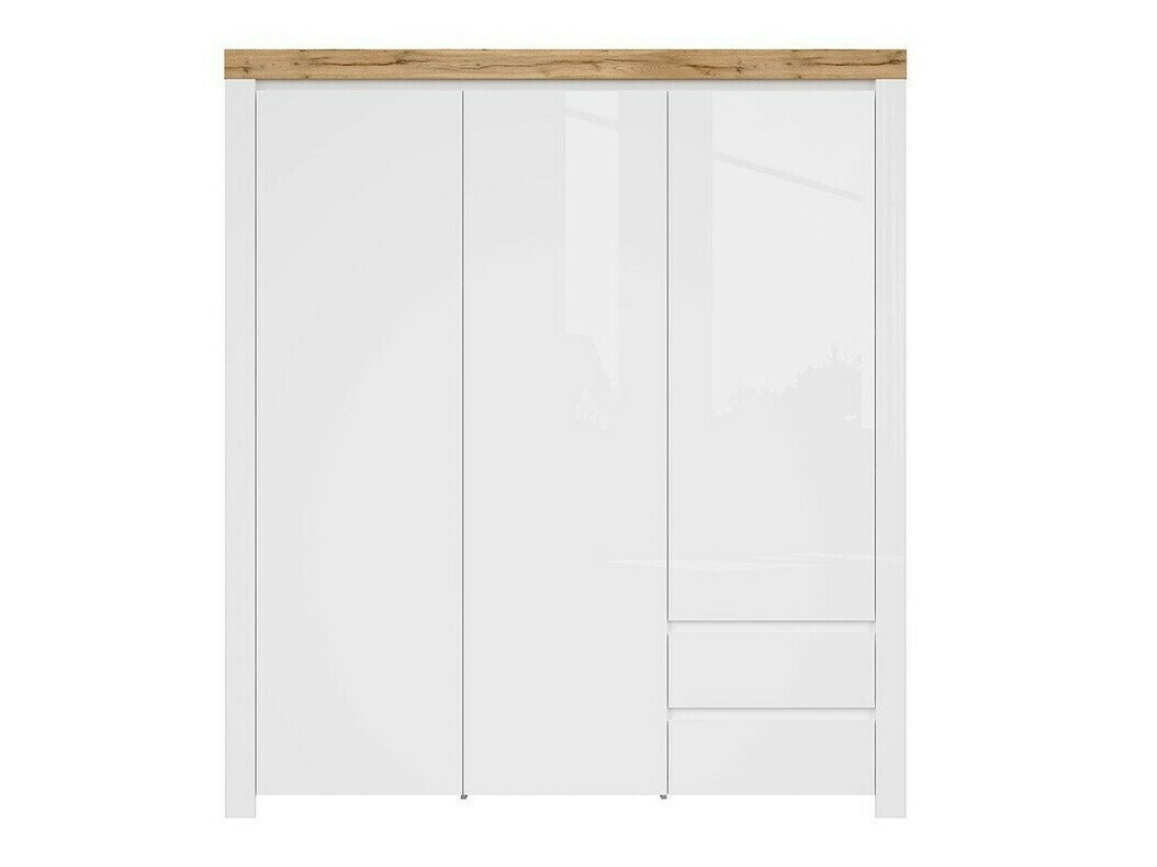 Armoire Sonsoru 120 (Blanc + Blanc brillant + Chêne wotan)