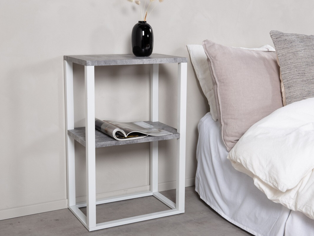 Table d'appoint Dallas 260 (Béton + Blanc)