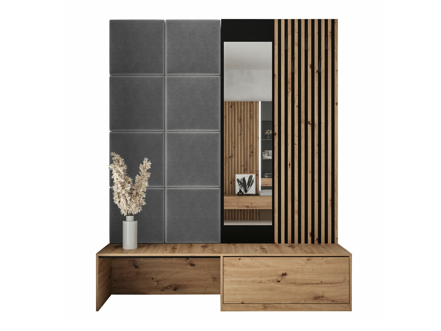 Meuble d'entrée Fabor (Chêne Artisan + Manila 16)