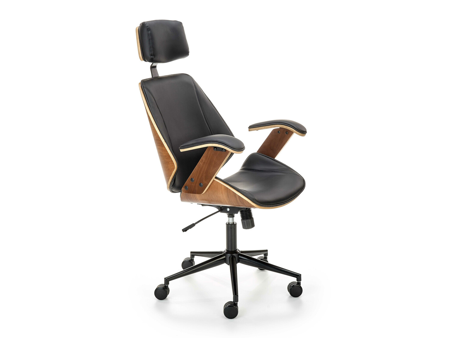 Chaise de bureau Houston 1490 (Noir + Noyer)