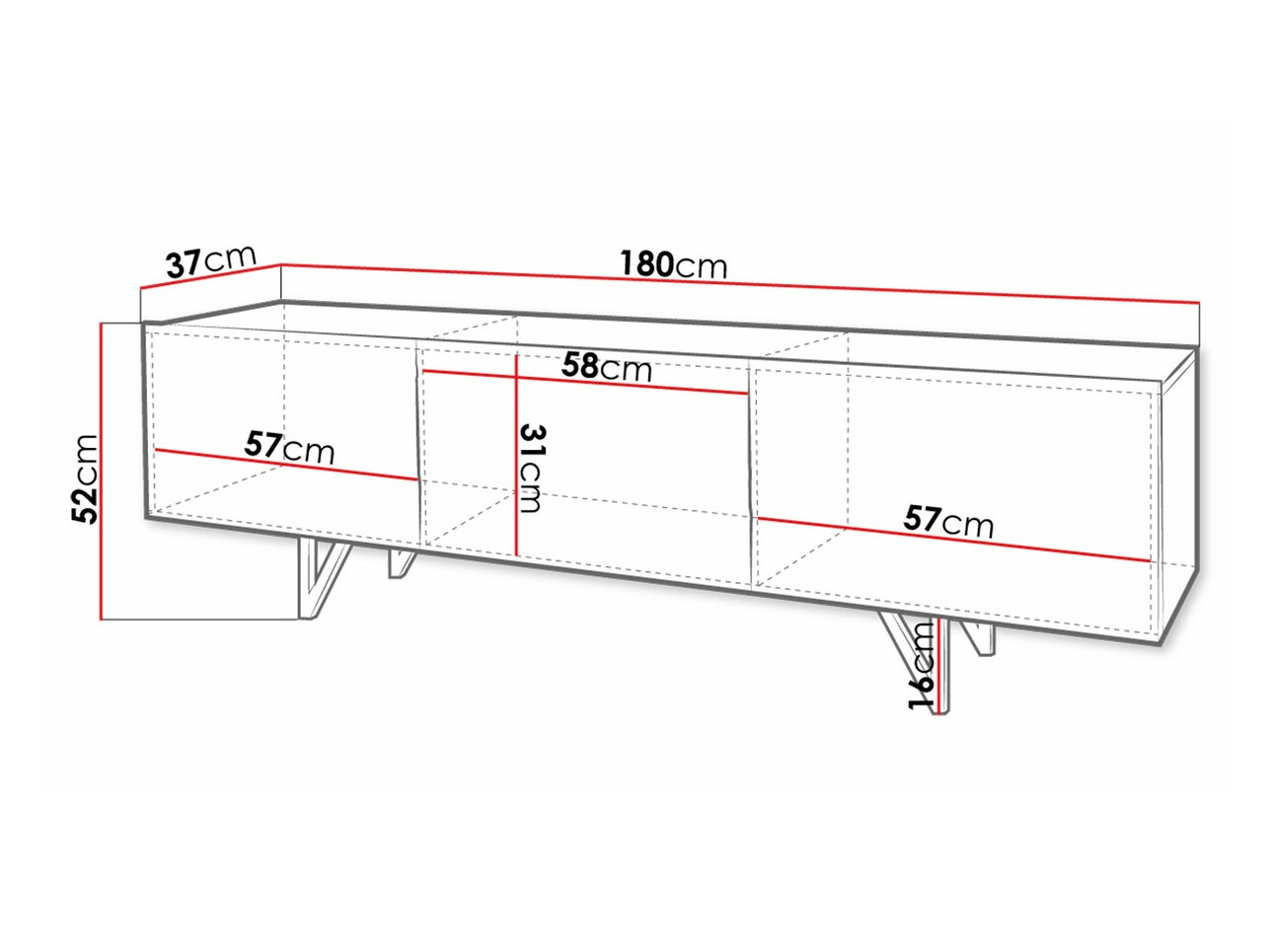 Meuble TV Audis (Blanc + Blanc brillant)
