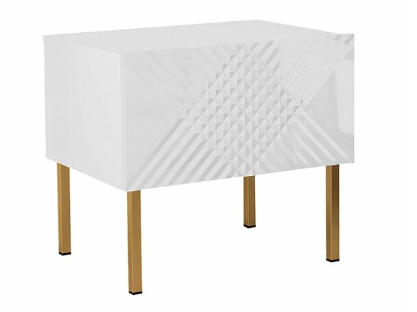 Table de chevet Natar (Blanc + Blanc brillant)