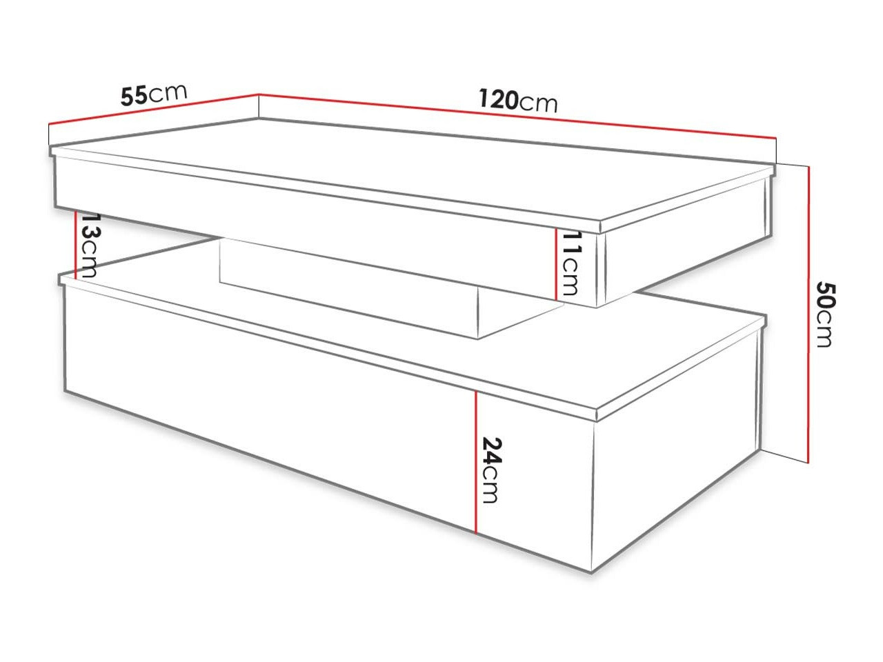 Table basse Monfero (Blanc + Blanc brillant)