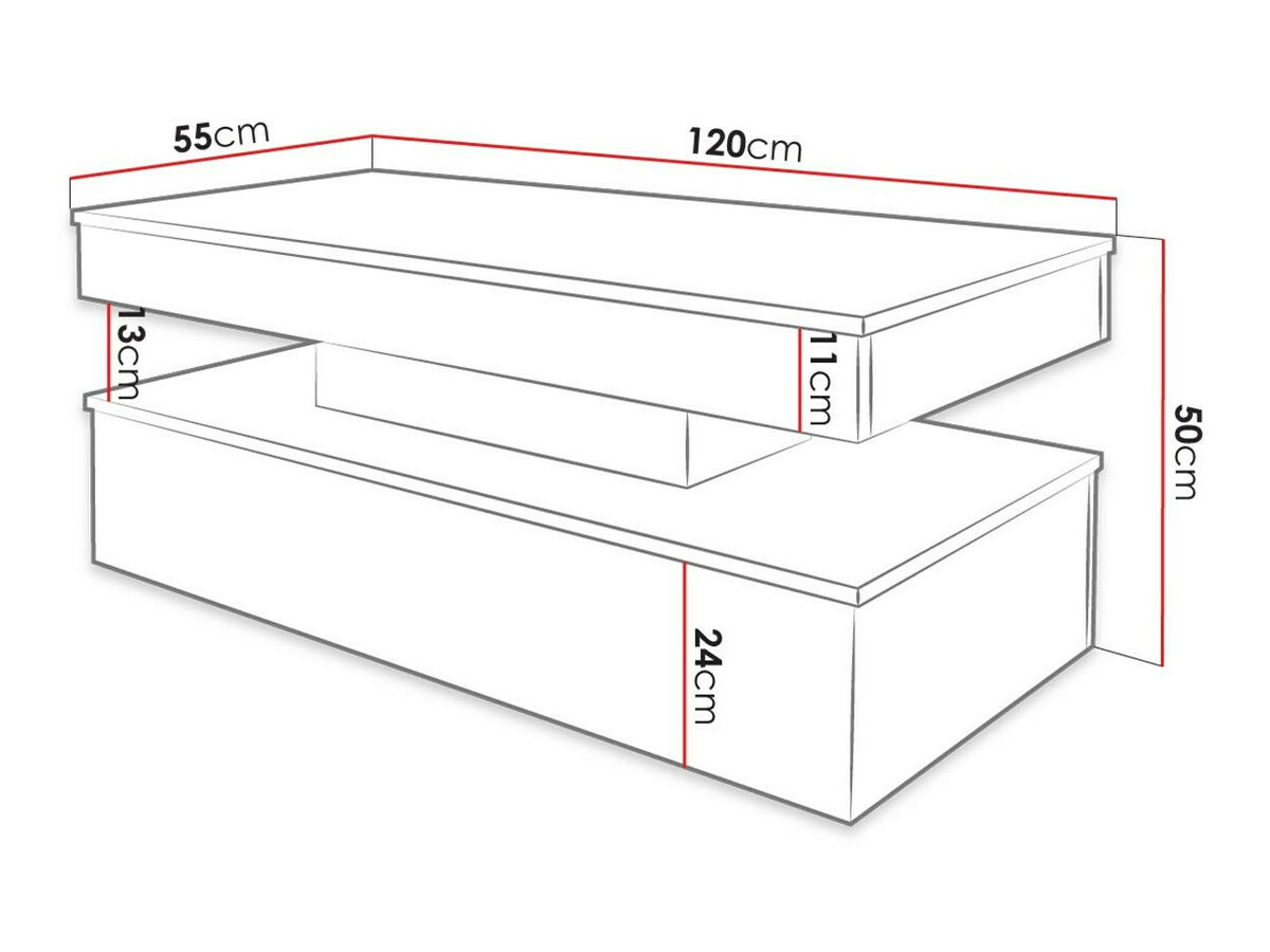 Table basse Monfero (Noir + Noir brillant)