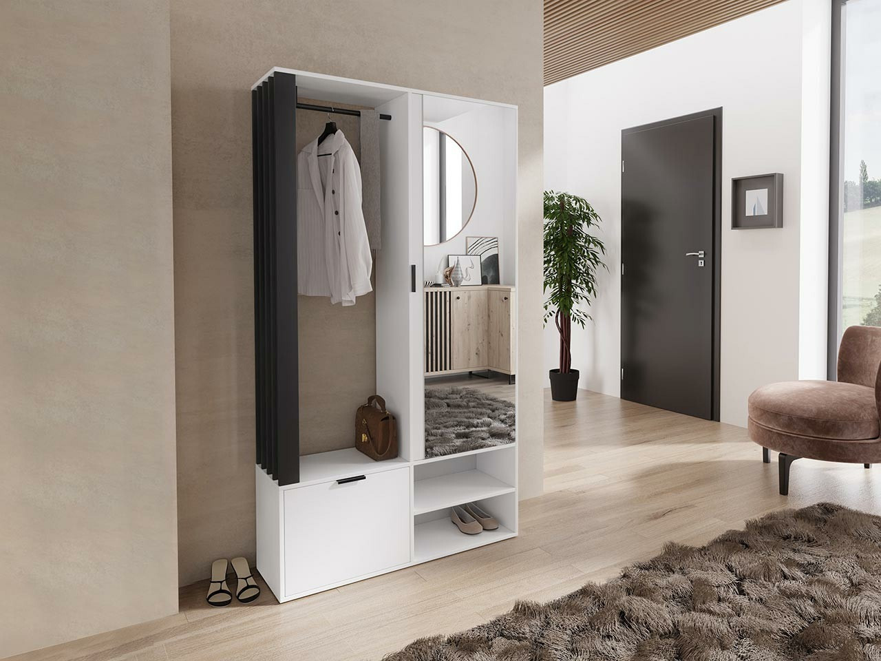 Meuble d'entrée Vinea (Blanc + Noir)