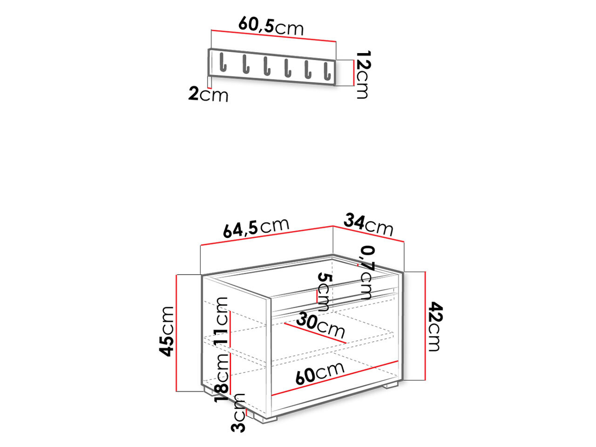 Meuble d'entrée Comfivo 394 (Blanc + Manila 32)