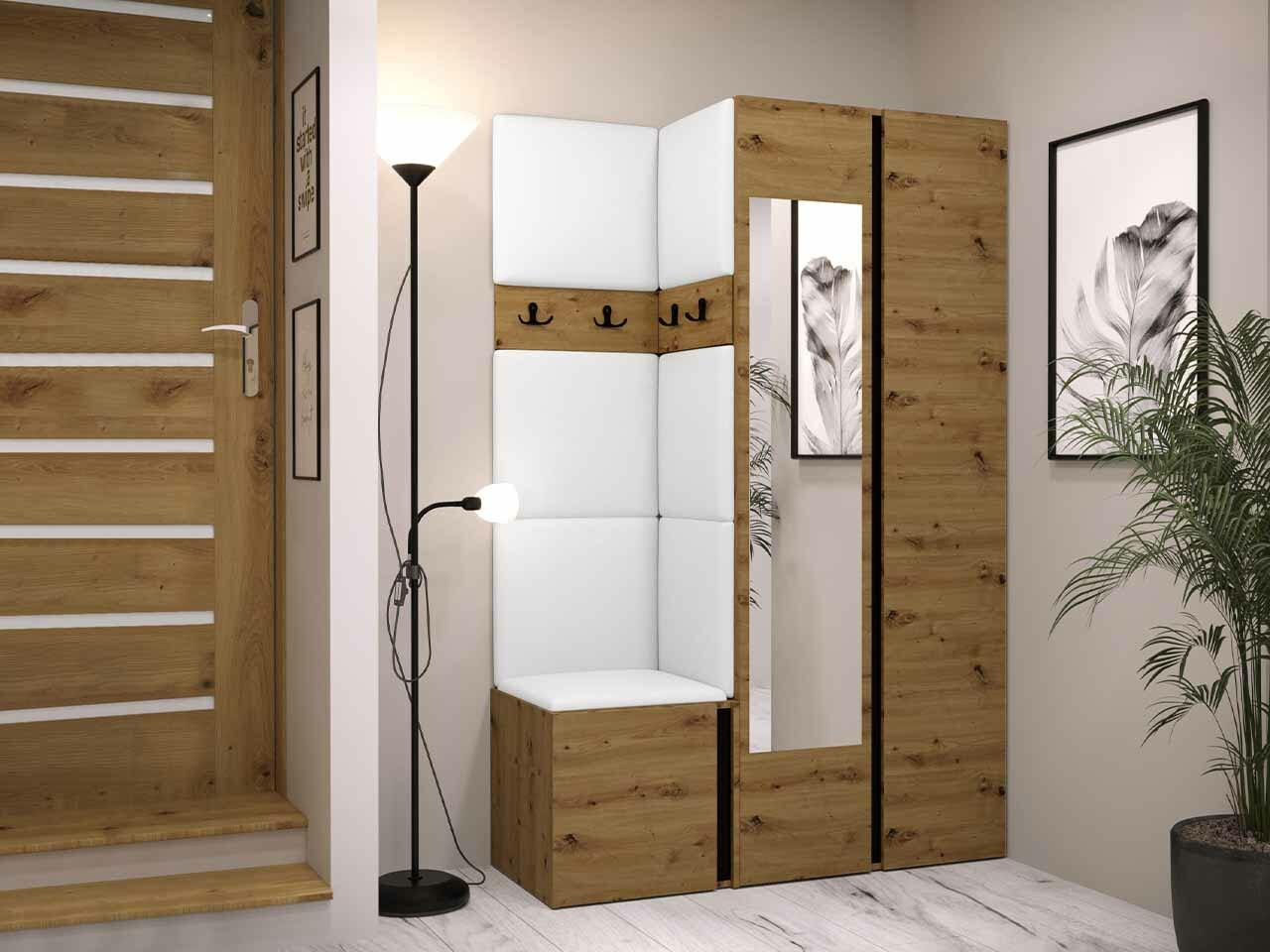 Meuble d'entrée Hartford 350 (Chêne Artisan + Noir)