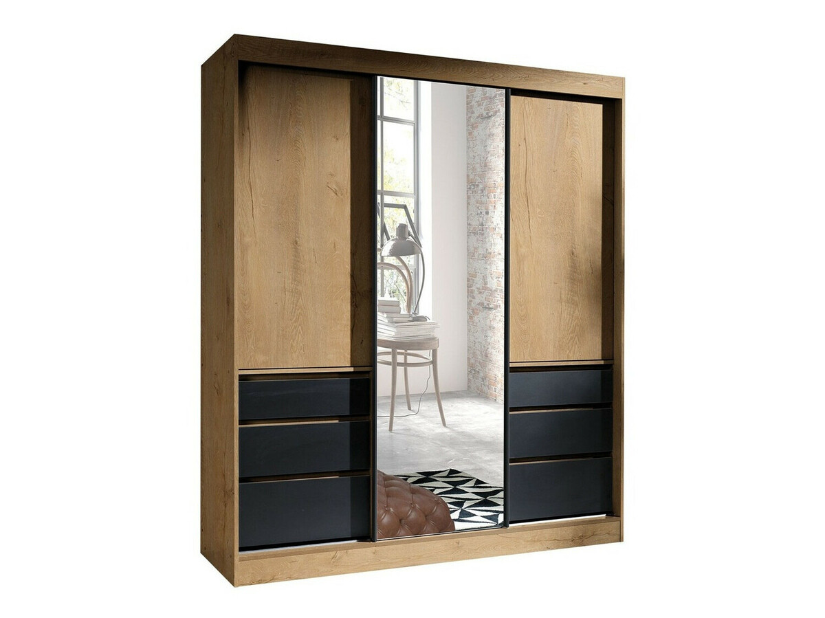 Armoire Toledo 120 (Chêne de Lefkas + Noir)