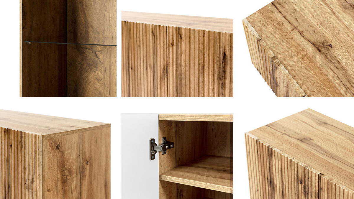 Ensemble de salon Comes I (Noir + Chêne wotan)