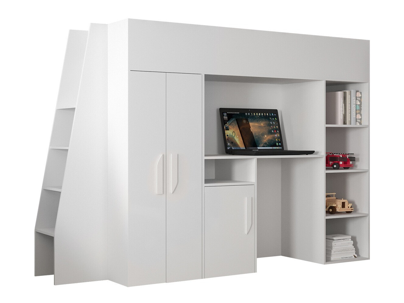 Lit mezzanine Hartford 355 (Blanc + Blanc brillant)