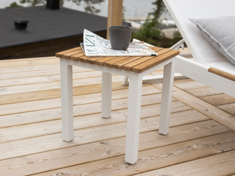 Table basse de jardin Dallas 733 (Clair bois + Blanc)
