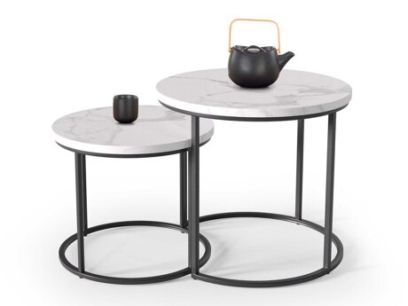 Ensemble tables basses Houston 951 (Marbre blanc + Noir)