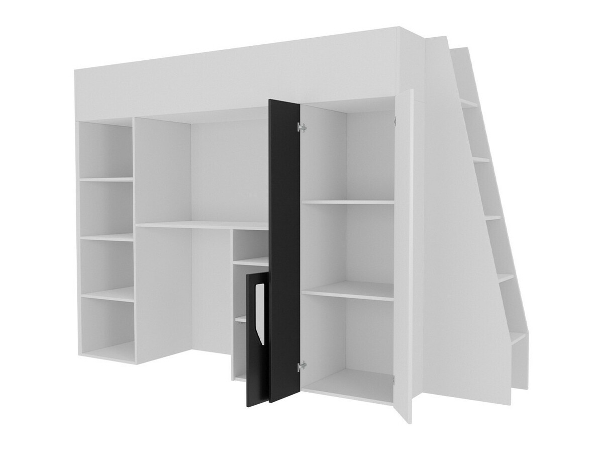 Lit mezzanine Hartford 355 (Blanc + Blanc brillant + Noir)